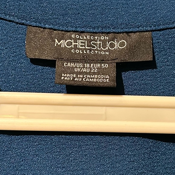 Michel Studio Collection Deep Blue V-Neck Dress - Picture 3 of 8